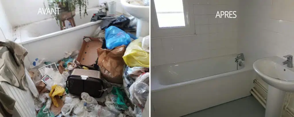 Nettoyage Diogène salle de bain avant / après